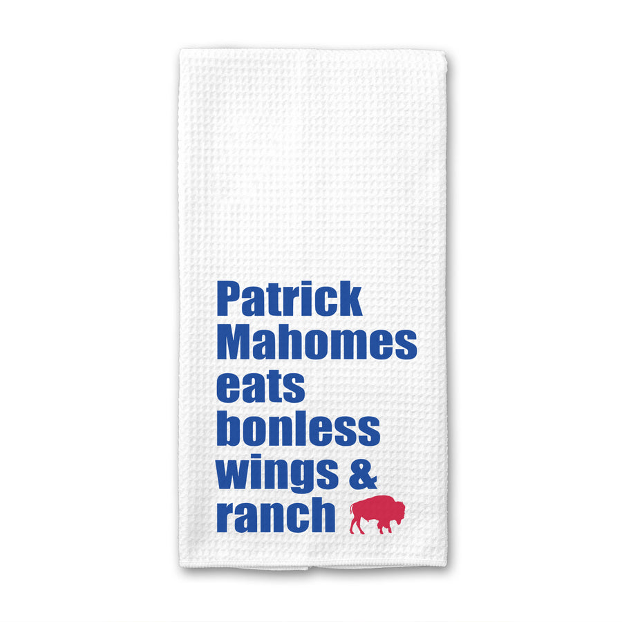 Mahomes Eats Boneless Wings and Ranch Buffalo Waffle Weave Towel