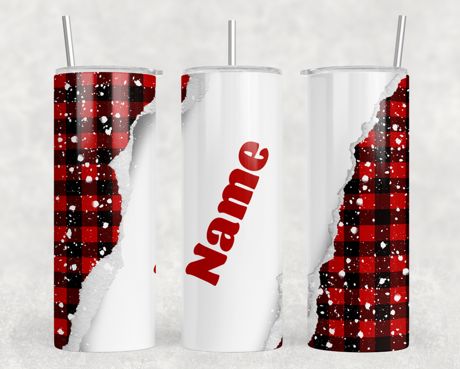Custom Plaid Christmas 20oz Skinny Tumbler