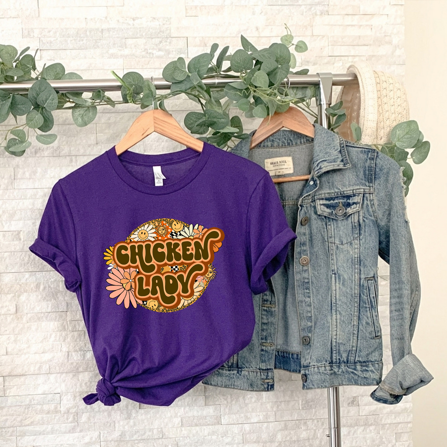 Retro Flowers Chicken Lady Unisex T-shirt