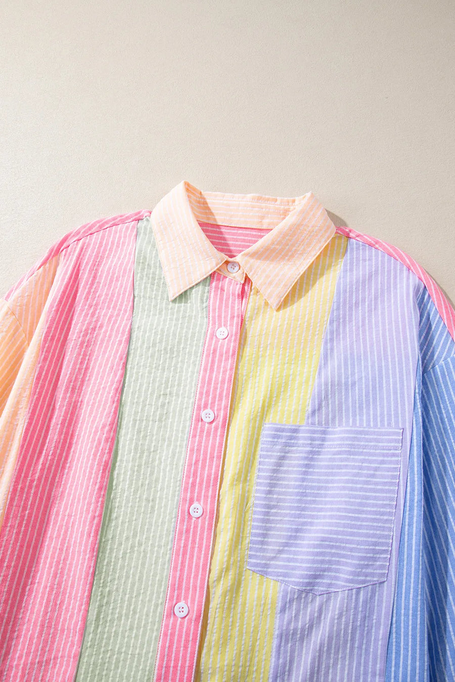 Striped Collared Neck Long Sleeve Shirt