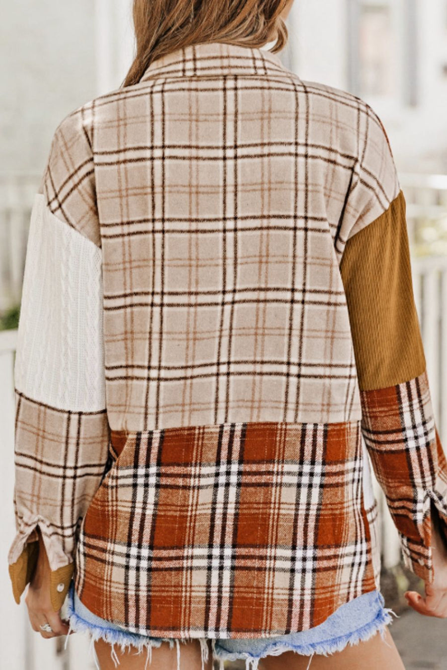 Plaid Button Up Long Sleeve Shacket