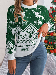 Christmas Element Round Neck Long Sleeve Sweater