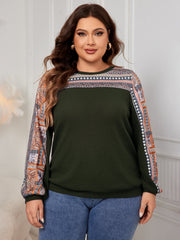 Plus Size Printed Long Sleeve Sweatshirt