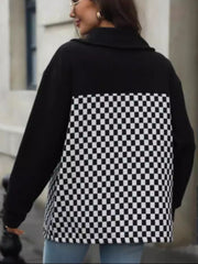 Checkered Snap Down Long Sleeve Jacket