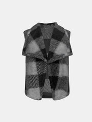 Plaid Open Front Vest Coat