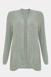 Ribbed Open Front Long Sleeve Cardigan