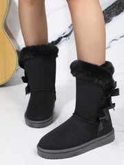 Bow Thermal Faux Fur Suede Boots