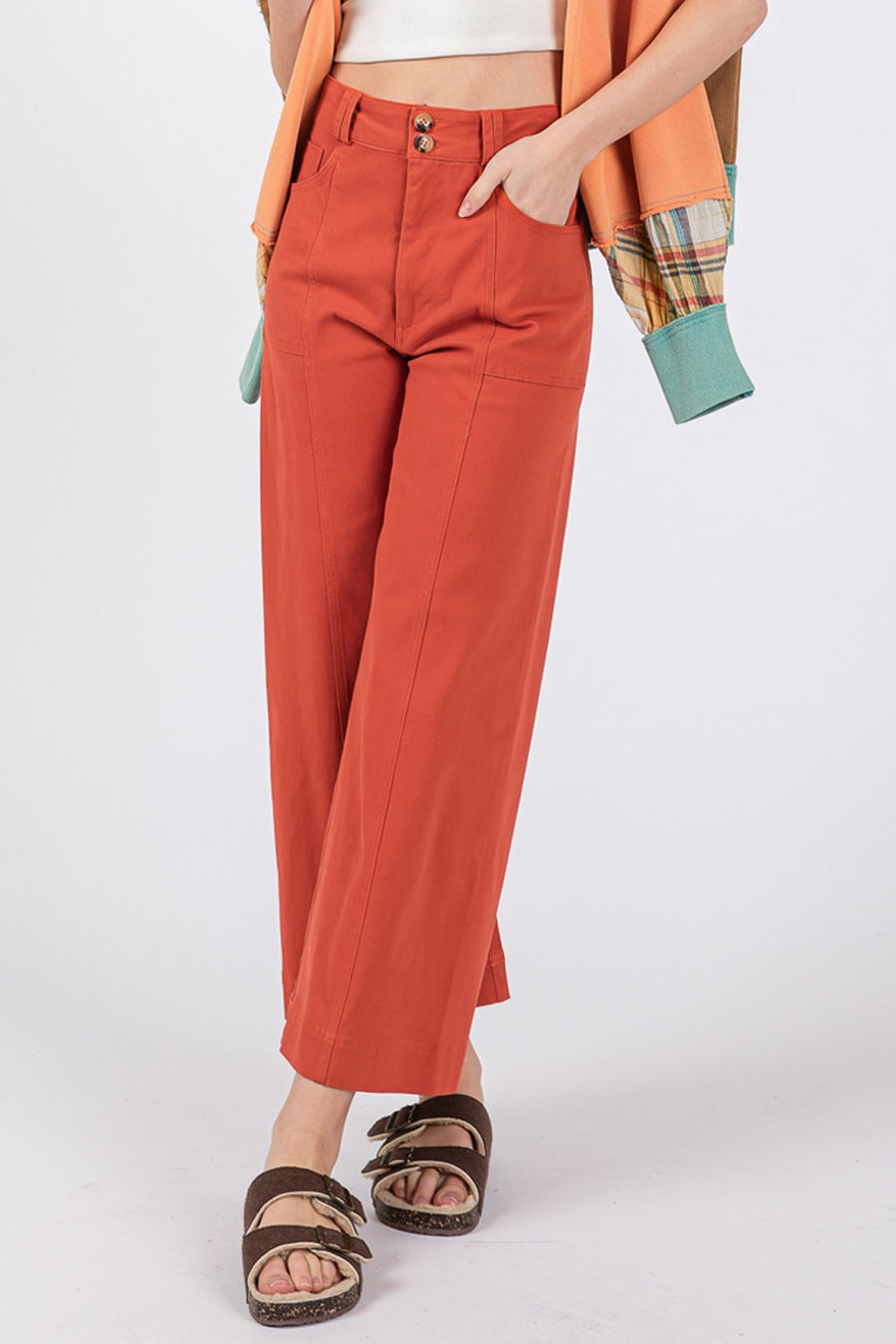 SAGE + FIG Wide Leg Cropped Pants