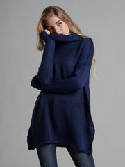 Turtleneck Dropped Shoulder Long Sleeve Sweater