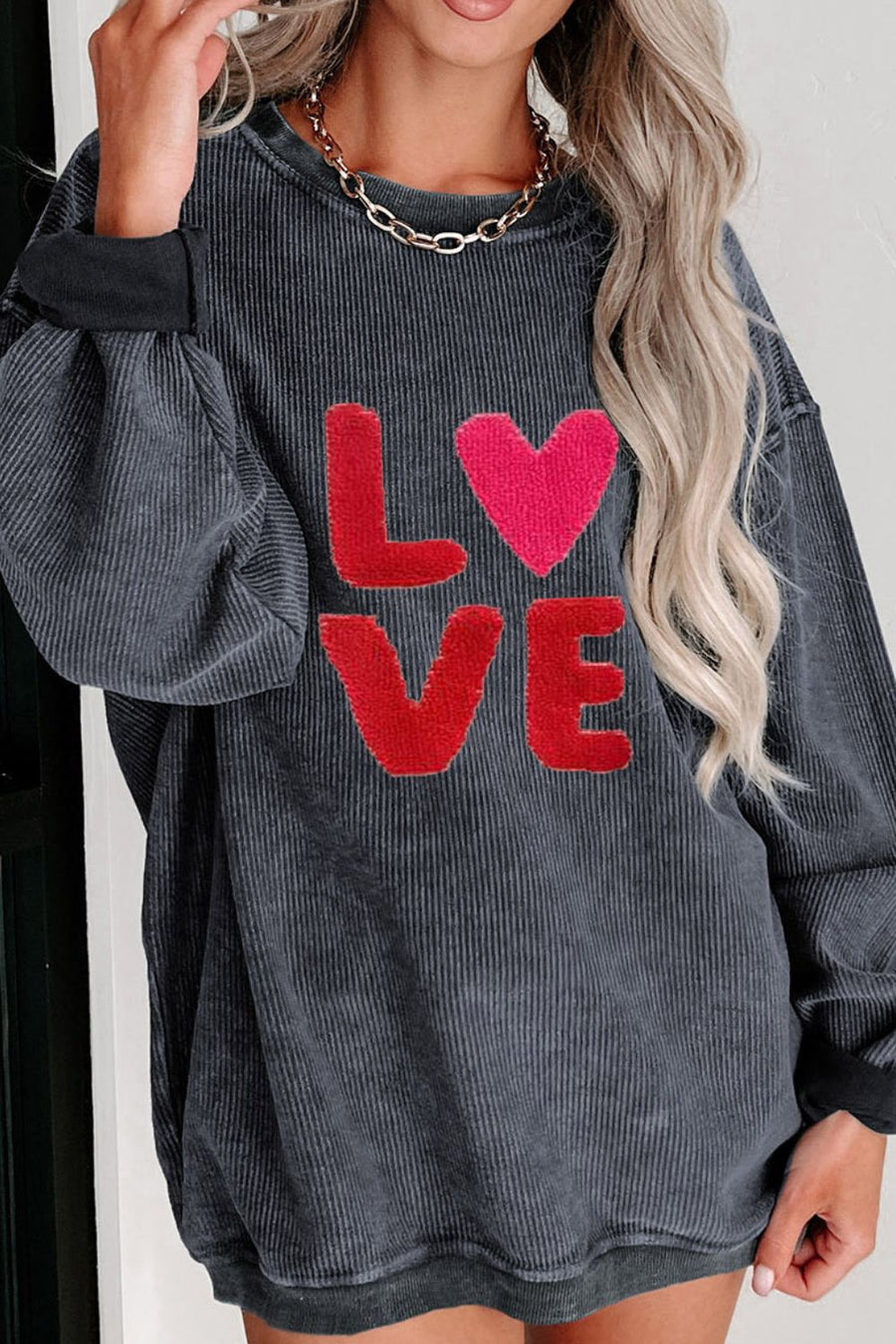 Valentine’s Day LOVE Round Neck Long Sleeve Sweatshirt