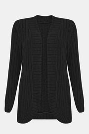 Ribbed Open Front Long Sleeve Cardigan