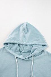 Drawstring Ruffled Dropped Shoulder Long Sleeve Hoodie