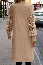 Open Front Lace Lantern Sleeve Cover-Up