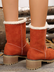 Thermal Fuzzy Block Heel Boots