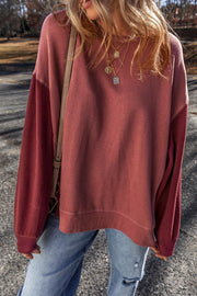 Contrast Round Neck Long Sleeve Sweatshirt