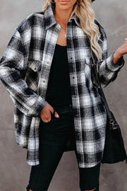 Full Size Plaid Collared Neck Long Sleeve Shirt