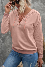 Lace Up Long Sleeve Hoodie