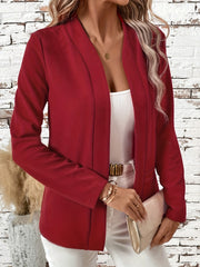 Solid Color Open Front Long Sleeve Cardigan