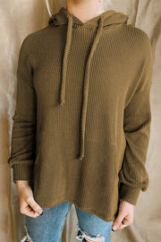 Drawstring Texture Long Sleeve Hoodie