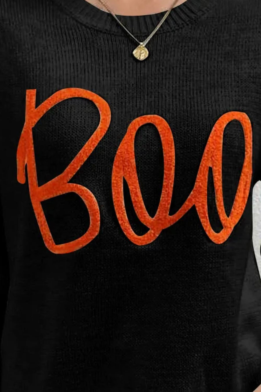 BOO Round Neck Long Sleeve Sweater