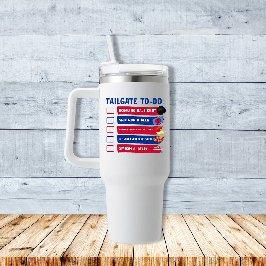 Buffalo Tailgate To Do List 40oz Travel Mug