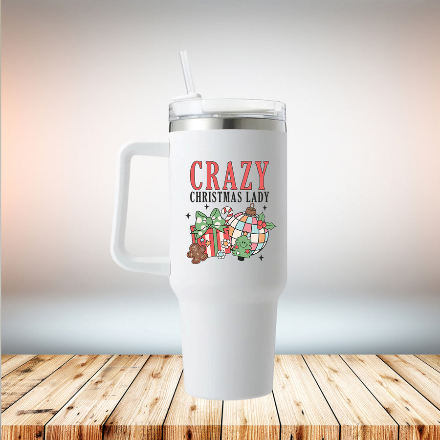 Crazy Christmas Lady 40oz Travel Mug