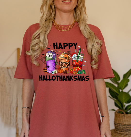 Happy Hallothanksmas Unisex T-shirt (Comfort Colors)