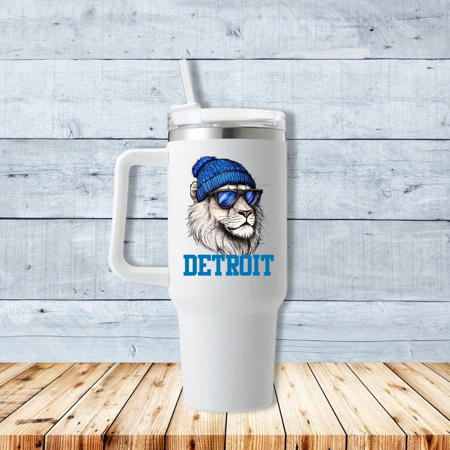 Detroit Beanie Lion 40oz Travel Mug