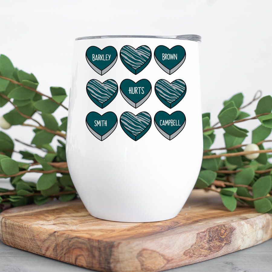 Eagles Candy Hearts Wine Tumbler