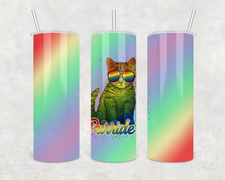 Happy Purride Cat 20oz Skinny Tumbler