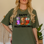 Happy Hallothanksmas Unisex T-shirt (Comfort Colors)