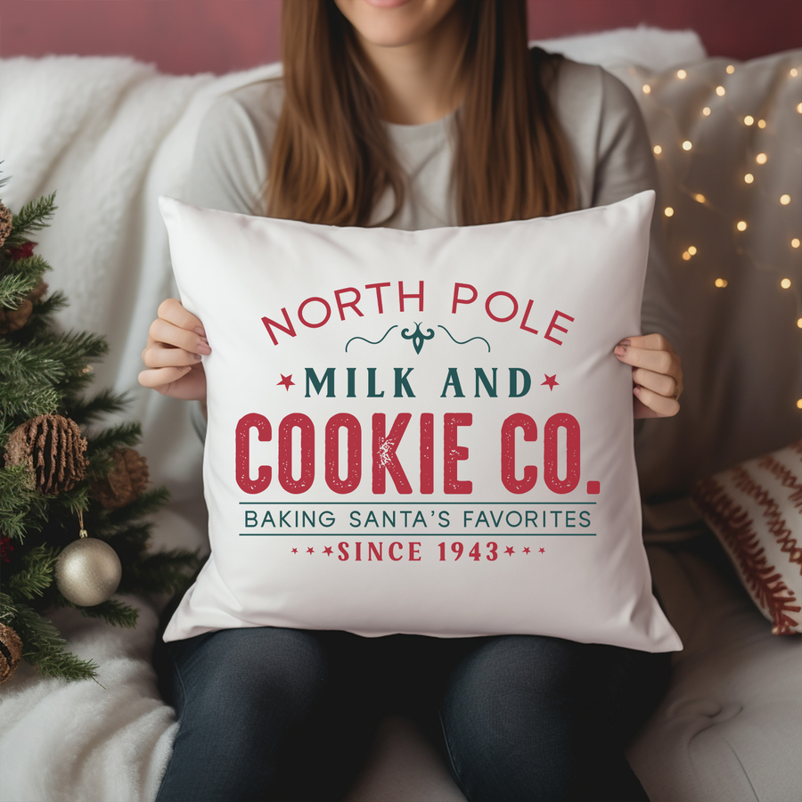 North Pole Milk and Cookie Co. Pillow Case