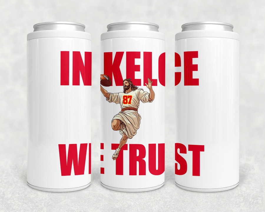 In Kelce We Trust Kansas City Jesus Can Cooler