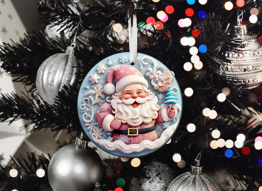 Pastel Santa Ornament