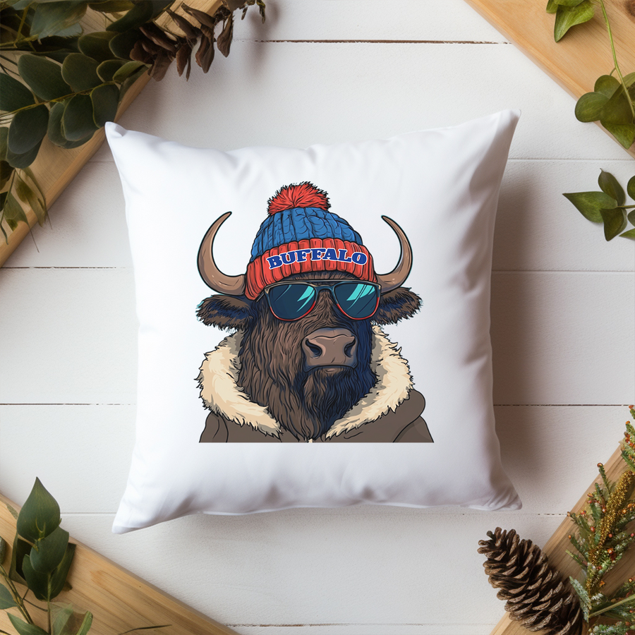 Buffalo In a Beanie Pillow Case Cover