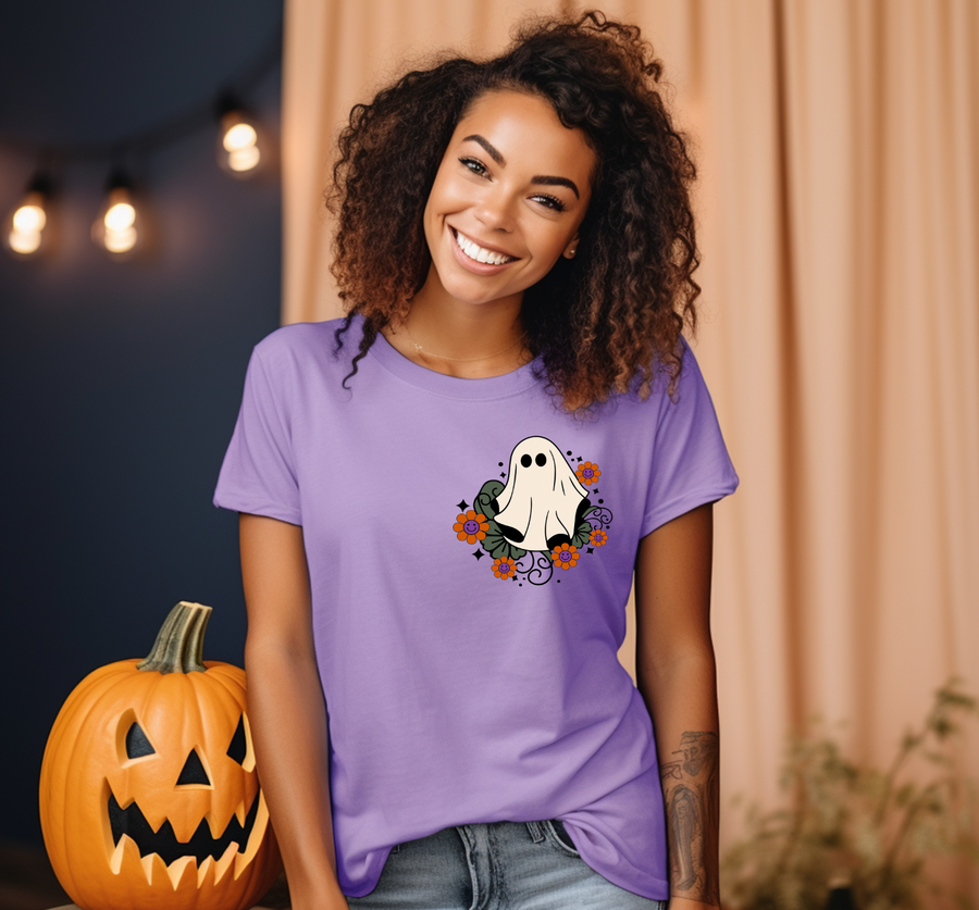 Cute Ghost Pocket Print Unisex T-shirt