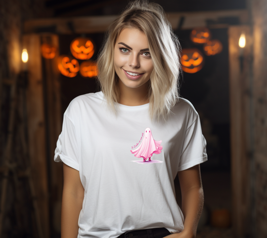 October We Wear Pink Ghost Pocket Unisex T-shirt