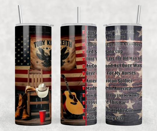 Graphic Skinny Tumbler- American Flag Boobies - 20oz Cup / Mug