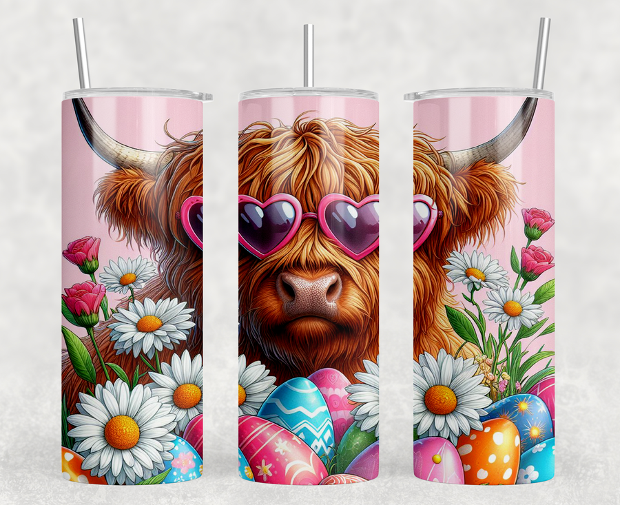 Highland Cow Easter 20oz Skinny Tumbler