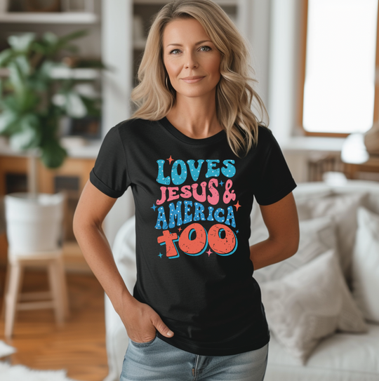 Loves Jesus and America Too Unisex T-shirt