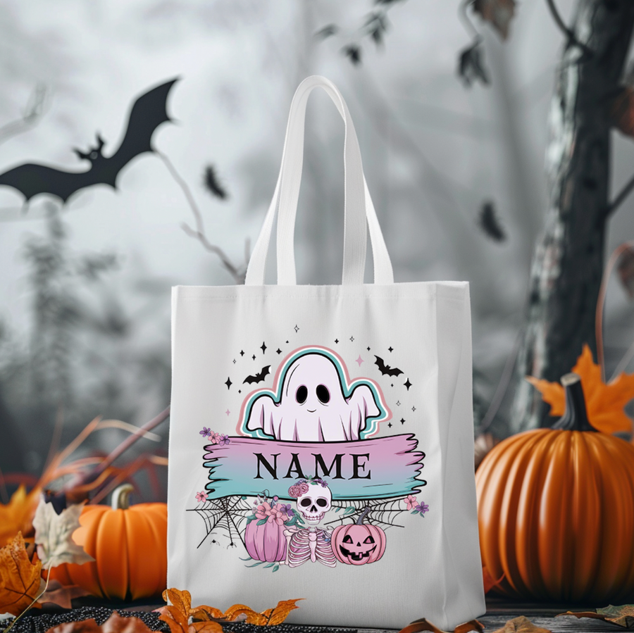 Custom Pastel Ghost Halloween Tote Bag