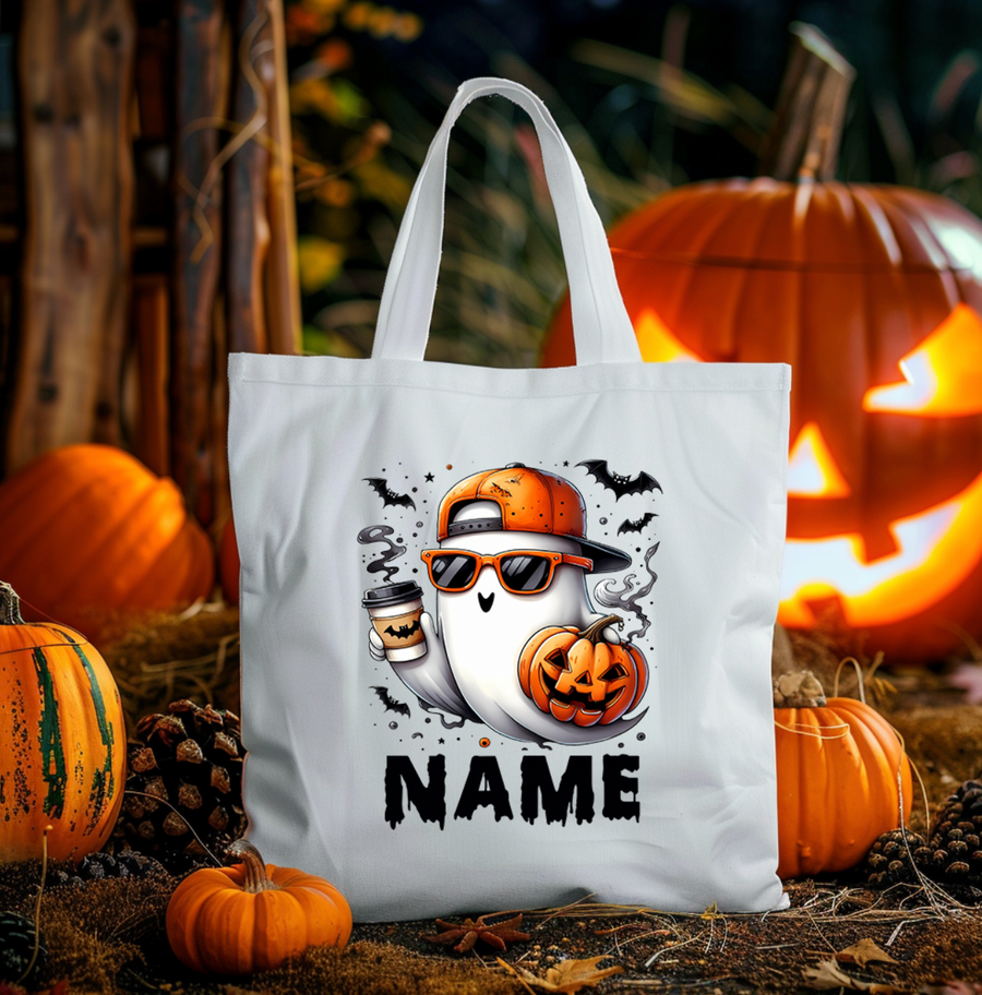 Custom Boy Ghost Halloween Tote Bag