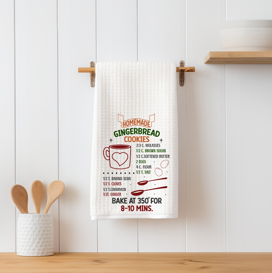 Gingerbread Cookie Recipe Kitchen Towel (Copy)