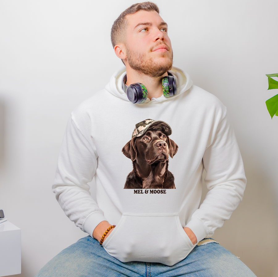 Moose in a Hat Fleece Hoodie