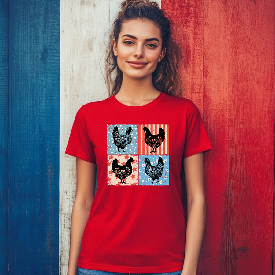 Floral USA Chickens Unisex T-shirt