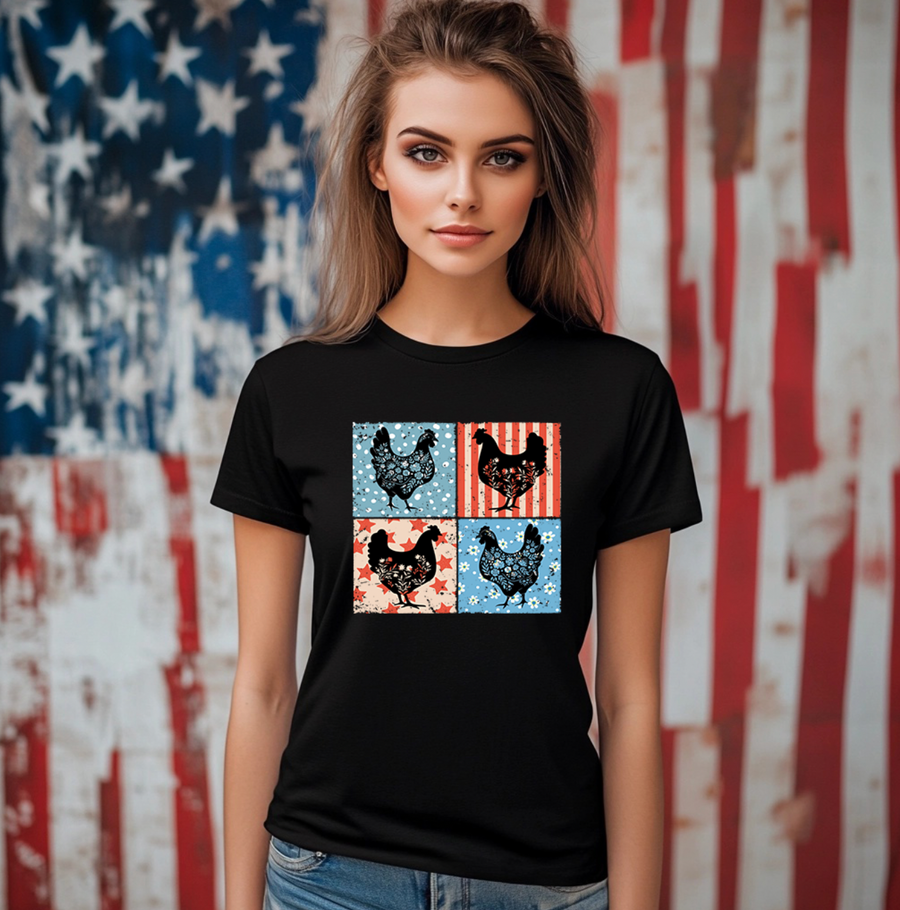 Floral USA Chickens Unisex T-shirt