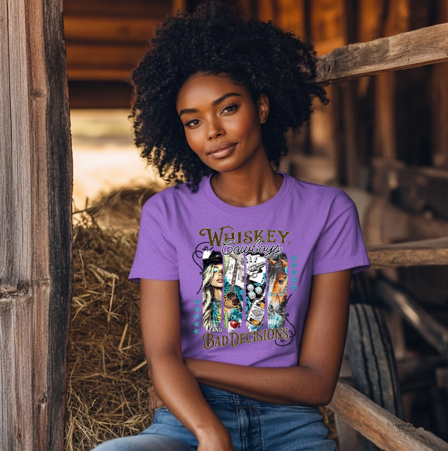 Whisky, Cowboys and Bad Decisions Unisex T-shirt