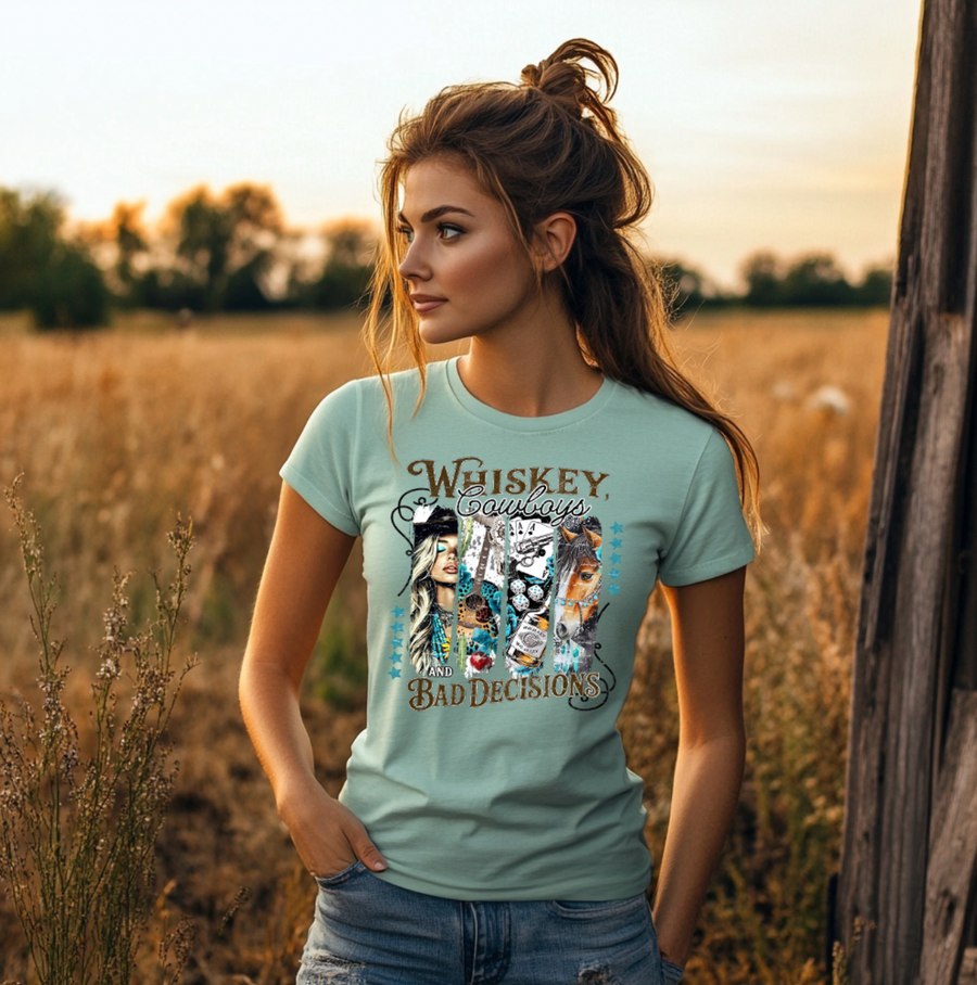 Whisky, Cowboys and Bad Decisions Unisex T-shirt