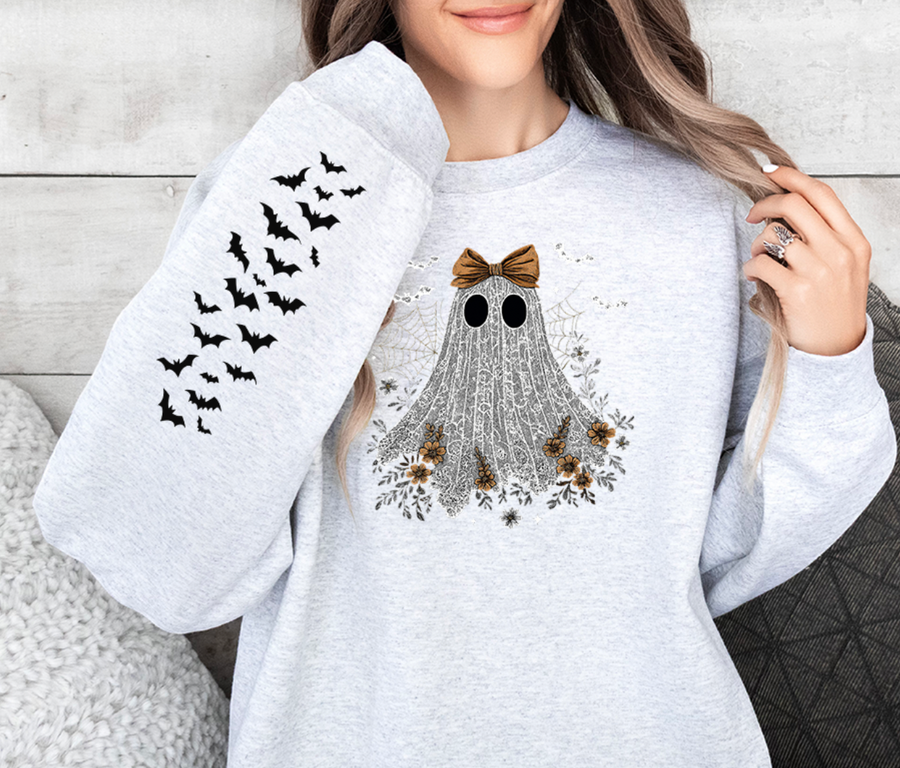 Cute Lace Ghost Sweatshirt (Front and Sleeve)