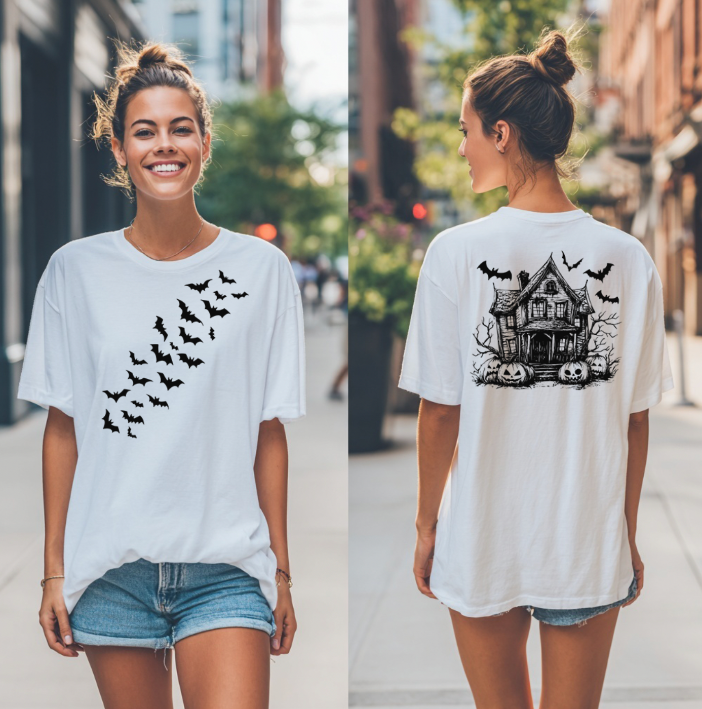 Vintage Halloween Unisex T-shirt - Front and Back